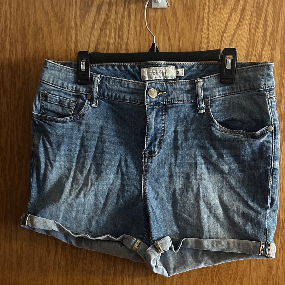 Torrid Blue Jean Shorts with Rolled Hem